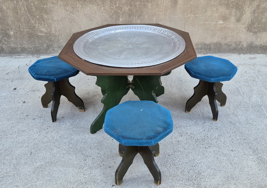 mesa bandeja arabe madera laton 66xo100 10u